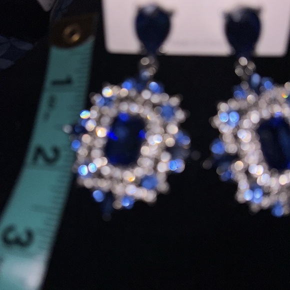 Blue and Silver Crystal Earrings - Picture 5 of 9
